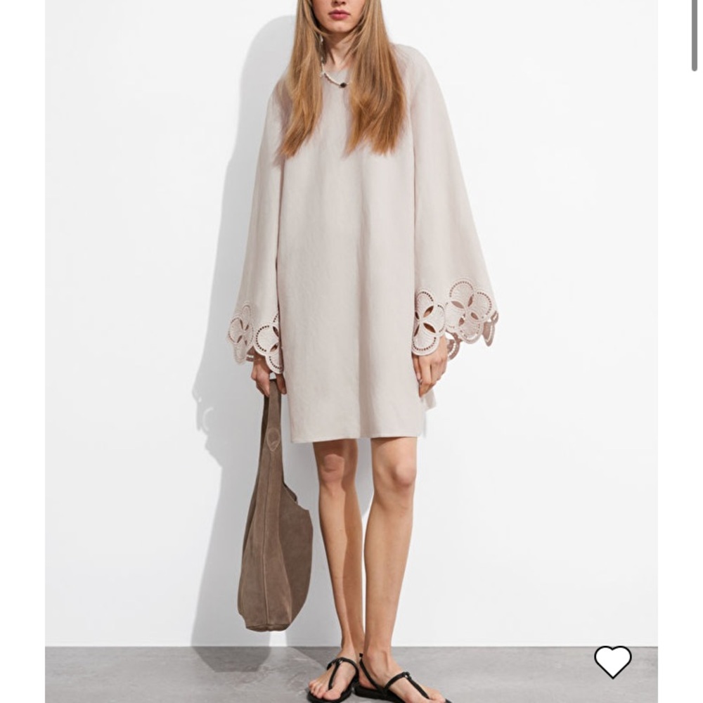 & Other Stories Wide Sleeve Mini Dress in Beige